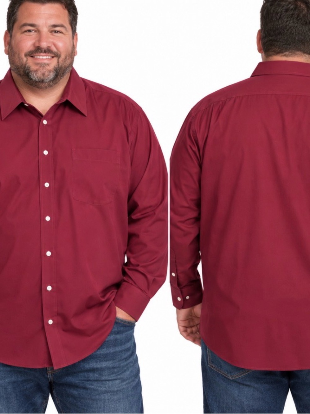 croft & barrow Men’s Burgundy Long Sleeve Dress Shirt casual button down SZ XXL